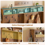 Itaar | Hall Tree with Bench and Shoe Storage 5 in 1 Entryway Bench with Coat Rack 16 Shoe Cubbies 12 Coat Hooks Barn Door Adjustable Shelf