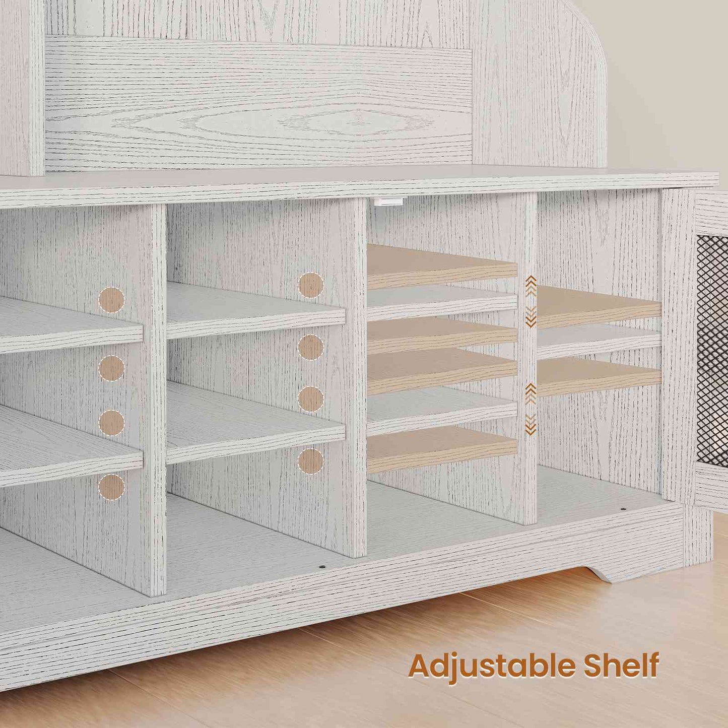 Itaar | Hall Tree with Bench and Shoe Storage 5 in 1 Entryway Bench with Coat Rack 16 Shoe Cubbies 12 Coat Hooks Barn Door Adjustable Shelf