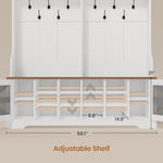 Itaar | Hall Tree with Bench and Shoe Storage 5 in 1 Entryway Bench with Coat Rack 16 Shoe Cubbies 12 Coat Hooks Barn Door Adjustable Shelf