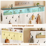 Itaar | Hall Tree with Bench and Shoe Storage 5 in 1 Entryway Bench with Coat Rack 16 Shoe Cubbies 12 Coat Hooks Barn Door Adjustable Shelf