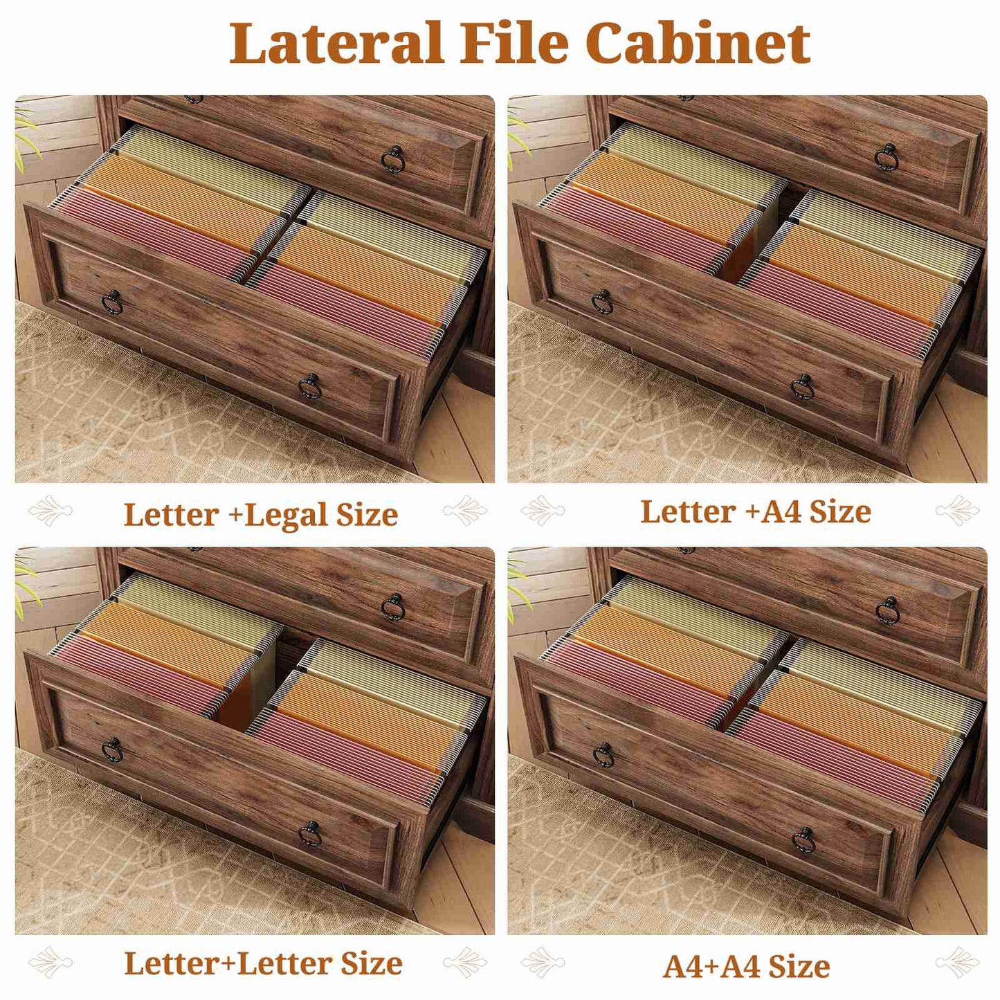 Itaar | 2 Drawer File Cabinet Farmhouse Filing Cabinet for Home Office Fits Letter Legal A4 Size Wood Lateral File Cabinet with Printer Stand