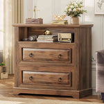 Itaar | 2 Drawer File Cabinet Farmhouse Filing Cabinet for Home Office Fits Letter Legal A4 Size Wood Lateral File Cabinet with Printer Stand