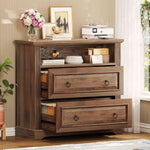 Itaar | 2 Drawer File Cabinet Farmhouse Filing Cabinet for Home Office Fits Letter Legal A4 Size Wood Lateral File Cabinet with Printer Stand