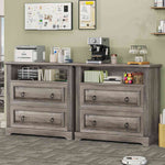 Itaar | 2 Drawer File Cabinet Farmhouse Filing Cabinet for Home Office Fits Letter Legal A4 Size Wood Lateral File Cabinet with Printer Stand