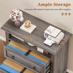 Itaar | 2 Drawer File Cabinet Farmhouse Filing Cabinet for Home Office Fits Letter Legal A4 Size Wood Lateral File Cabinet with Printer Stand