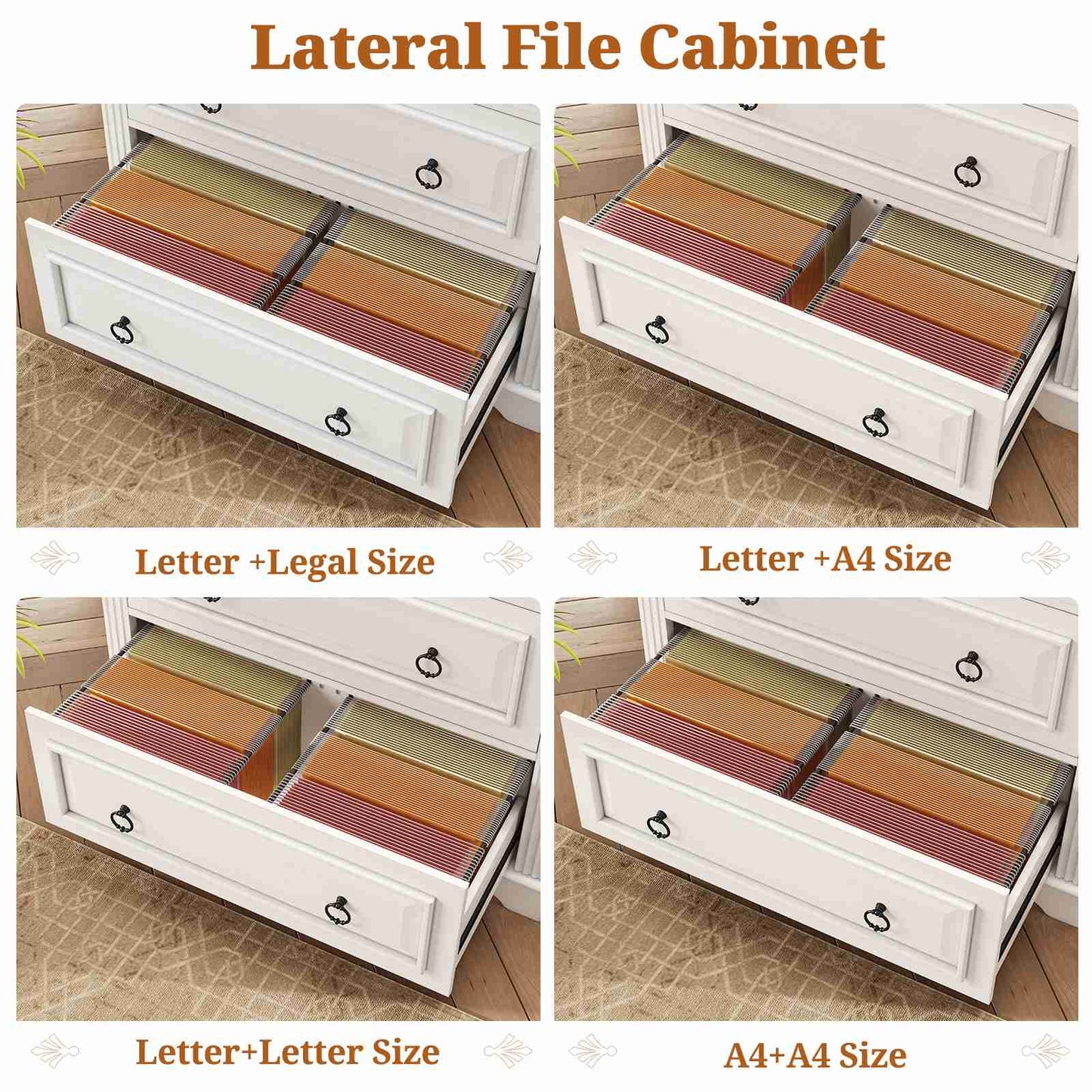 Itaar | 2 Drawer File Cabinet Farmhouse Filing Cabinet for Home Office Fits Letter Legal A4 Size Wood Lateral File Cabinet with Printer Stand