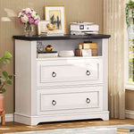 Itaar | 2 Drawer File Cabinet Farmhouse Filing Cabinet for Home Office Fits Letter Legal A4 Size Wood Lateral File Cabinet with Printer Stand