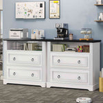 Itaar | 2 Drawer File Cabinet Farmhouse Filing Cabinet for Home Office Fits Letter Legal A4 Size Wood Lateral File Cabinet with Printer Stand