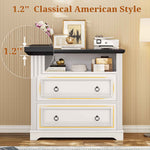 Itaar | 2 Drawer File Cabinet Farmhouse Filing Cabinet for Home Office Fits Letter Legal A4 Size Wood Lateral File Cabinet with Printer Stand