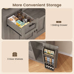 Itaar | 71 Inch Pantry Cabinet with Charging Station and LED Light Kitchen Pantry Cabinet with Microwave Stand