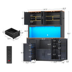 Itaar | 71 Inch Pantry Cabinet with Charging Station and LED Light Kitchen Pantry Cabinet with Microwave Stand