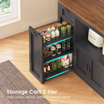 Itaar | 71 Inch Pantry Cabinet with Charging Station and LED Light Kitchen Pantry Cabinet with Microwave Stand