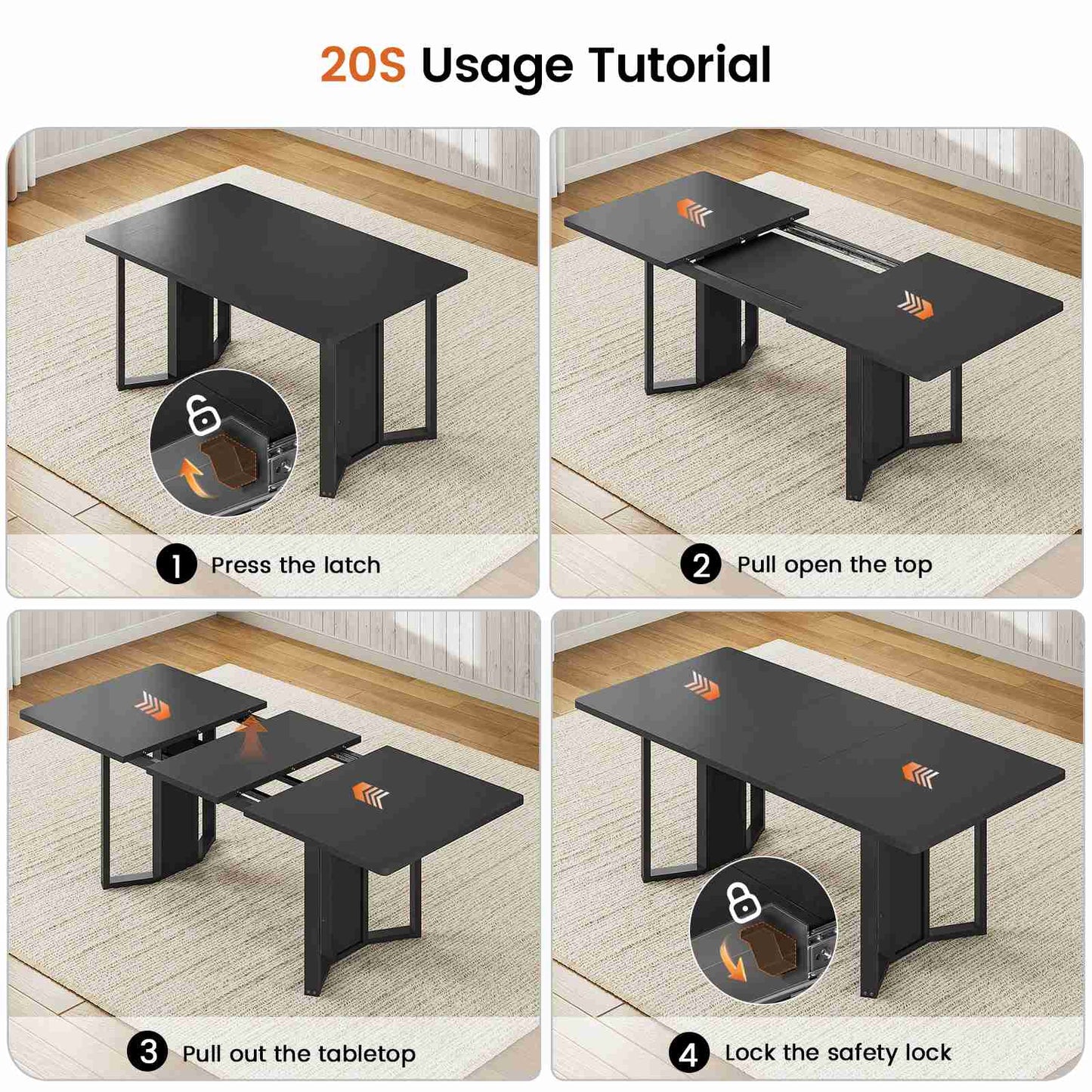 Itaar | 5 Piece Dining Table Set for 4-6 People 63 Inch Extendable Kitchen Table and 4 Cushion Chairs Dining Room Table with MDF Board