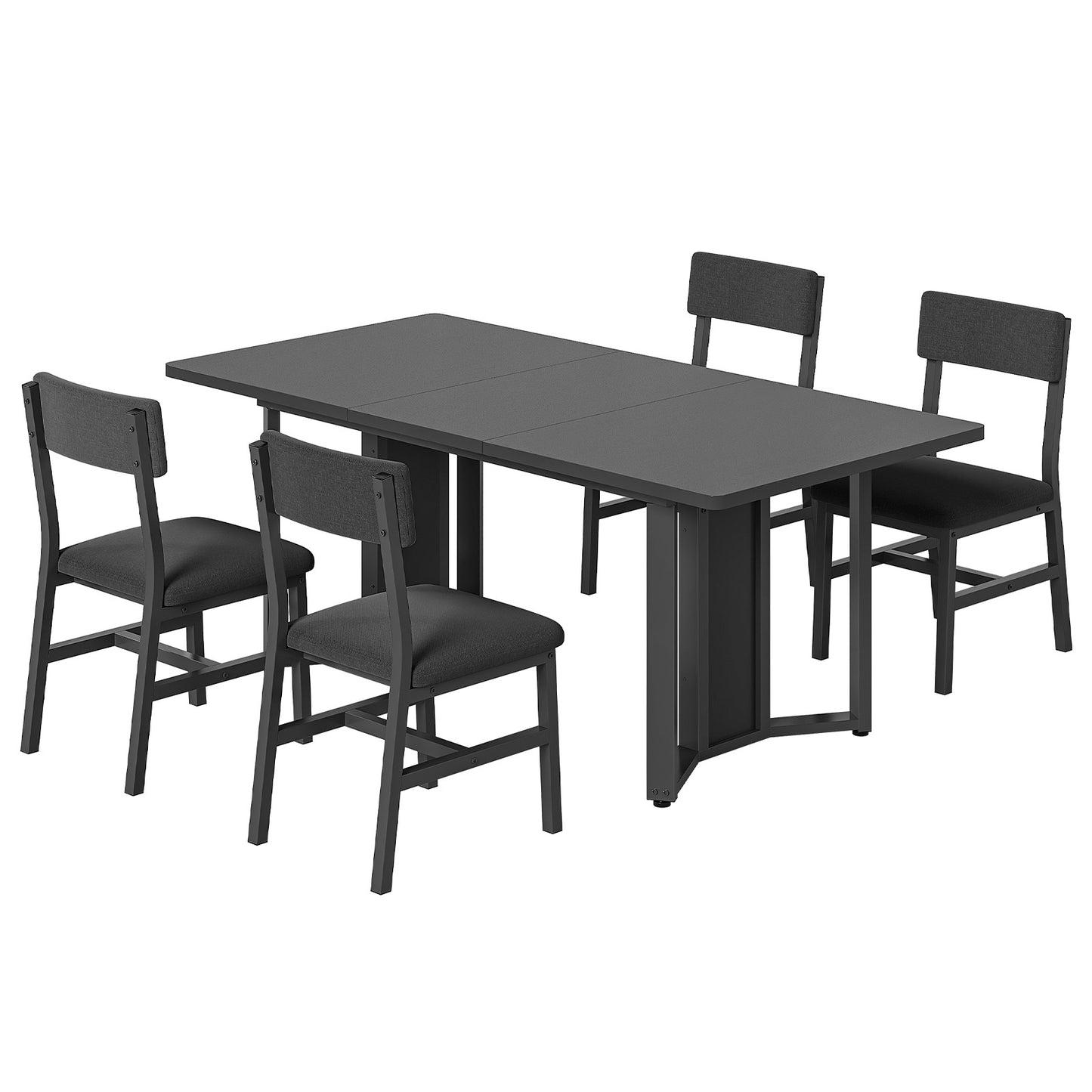 Itaar | 5 Piece Dining Table Set for 4-6 People 63 Inch Extendable Kitchen Table and 4 Cushion Chairs Dining Room Table with MDF Board