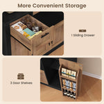 Itaar | 71 Inch Pantry Cabinet with Charging Station and LED Light Kitchen Pantry Cabinet with Microwave Stand
