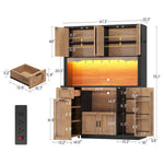 Itaar | 71 Inch Pantry Cabinet with Charging Station and LED Light Kitchen Pantry Cabinet with Microwave Stand