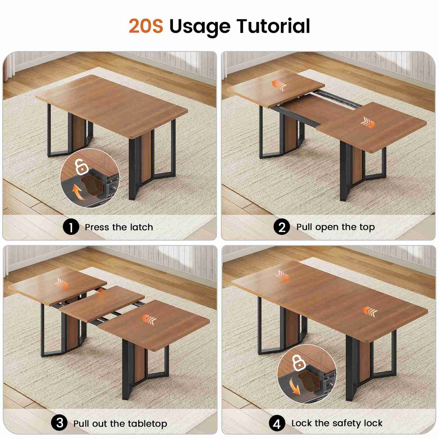 Itaar | 5 Piece Dining Table Set for 4-6 People 63 Inch Extendable Kitchen Table and 4 Cushion Chairs Dining Room Table with MDF Board