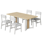 Itaar | 5 Piece Dining Table Set for 4-6 People 63 Inch Extendable Kitchen Table and 4 Cushion Chairs Dining Room Table with MDF Board