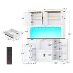 Itaar | 71 Inch Pantry Cabinet with Charging Station and LED Light Kitchen Pantry Cabinet with Microwave Stand