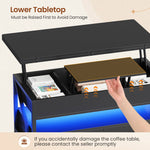 Itaar | 40 Inch Lift Top Coffee Table 4 in 1 Coffee Tables with Storage for Living Room Small Farmhouse Coffee Table with 2 Drawers LED Light