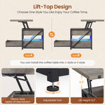 Itaar | 40 Inch Lift Top Coffee Table 4 in 1 Coffee Tables with Storage for Living Room Small Farmhouse Coffee Table with 2 Drawers LED Light