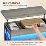 Itaar | 40 Inch Lift Top Coffee Table 4 in 1 Coffee Tables with Storage for Living Room Small Farmhouse Coffee Table with 2 Drawers LED Light