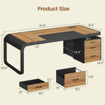 Itaar | 70.9 Inch Executive Desk Large Computer Desk with Drawers and Lateral File Cabinet Office Desk with Removable Shelves