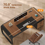 Itaar | 70.9 Inch Executive Desk Large Computer Desk with Drawers and Lateral File Cabinet Office Desk with Removable Shelves