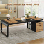 Itaar | 70.9 Inch Executive Desk Large Computer Desk with Drawers and Lateral File Cabinet Office Desk with Removable Shelves