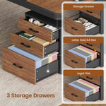 Itaar | 70.9 Inch Executive Desk Large Computer Desk with Drawers and Lateral File Cabinet Office Desk with Removable Shelves