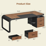 Itaar | 70.9 Inch Executive Desk Large Computer Desk with Drawers and Lateral File Cabinet Office Desk with Removable Shelves