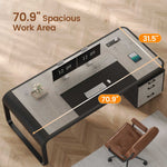 Itaar | 70.9 Inch Executive Desk Large Computer Desk with Drawers and Lateral File Cabinet Office Desk with Removable Shelves