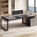 Itaar | 70.9 Inch Executive Desk Large Computer Desk with Drawers and Lateral File Cabinet Office Desk with Removable Shelves