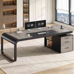 Itaar | 70.9 Inch Executive Desk Large Computer Desk with Drawers and Lateral File Cabinet Office Desk with Removable Shelves