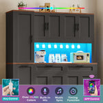 Itaar | 71 Inch Kitchen Pantry Cabinet with Charging Station and Led Light Kitchen Storage Cabinets with Microwave Stand