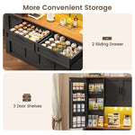 Itaar | 71 Inch Kitchen Pantry Cabinet with Charging Station and Led Light Kitchen Storage Cabinets with Microwave Stand