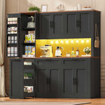 Itaar | 71 Inch Kitchen Pantry Cabinet with Charging Station and Led Light Kitchen Storage Cabinets with Microwave Stand