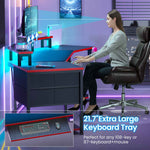 Itaar | 79 Inch Gaming Desk with 2 Fabric Drawers Long Computer Desk with Power Strip LED Lights U Shaped Desk with Storage and Cup Holder