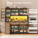 Itaar | 71 Inch Kitchen Pantry Cabinet with Charging Station and Led Light Kitchen Storage Cabinets with Microwave Stand