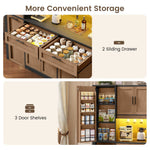 Itaar | 71 Inch Kitchen Pantry Cabinet with Charging Station and Led Light Kitchen Storage Cabinets with Microwave Stand