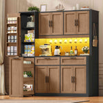 Itaar | 71 Inch Kitchen Pantry Cabinet with Charging Station and Led Light Kitchen Storage Cabinets with Microwave Stand