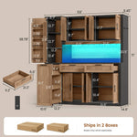 Itaar | 71 Inch Kitchen Pantry Cabinet with Charging Station and Led Light Kitchen Storage Cabinets with Microwave Stand