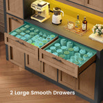 Itaar | 71 Inch Kitchen Pantry Cabinet with Charging Station and Led Light Kitchen Storage Cabinets with Microwave Stand