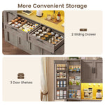 Itaar | 71 Inch Kitchen Pantry Cabinet with Charging Station and Led Light Kitchen Storage Cabinets with Microwave Stand