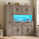 Itaar | 71 Inch Kitchen Pantry Cabinet with Charging Station and Led Light Kitchen Storage Cabinets with Microwave Stand