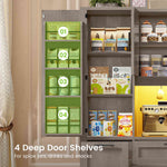 Itaar | 71 Inch Kitchen Pantry Cabinet with Charging Station and Led Light Kitchen Storage Cabinets with Microwave Stand