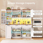 Itaar | 71 Inch Kitchen Pantry Cabinet with Charging Station and Led Light Kitchen Storage Cabinets with Microwave Stand