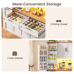 Itaar | 71 Inch Kitchen Pantry Cabinet with Charging Station and Led Light Kitchen Storage Cabinets with Microwave Stand