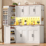 Itaar | 71 Inch Kitchen Pantry Cabinet with Charging Station and Led Light Kitchen Storage Cabinets with Microwave Stand