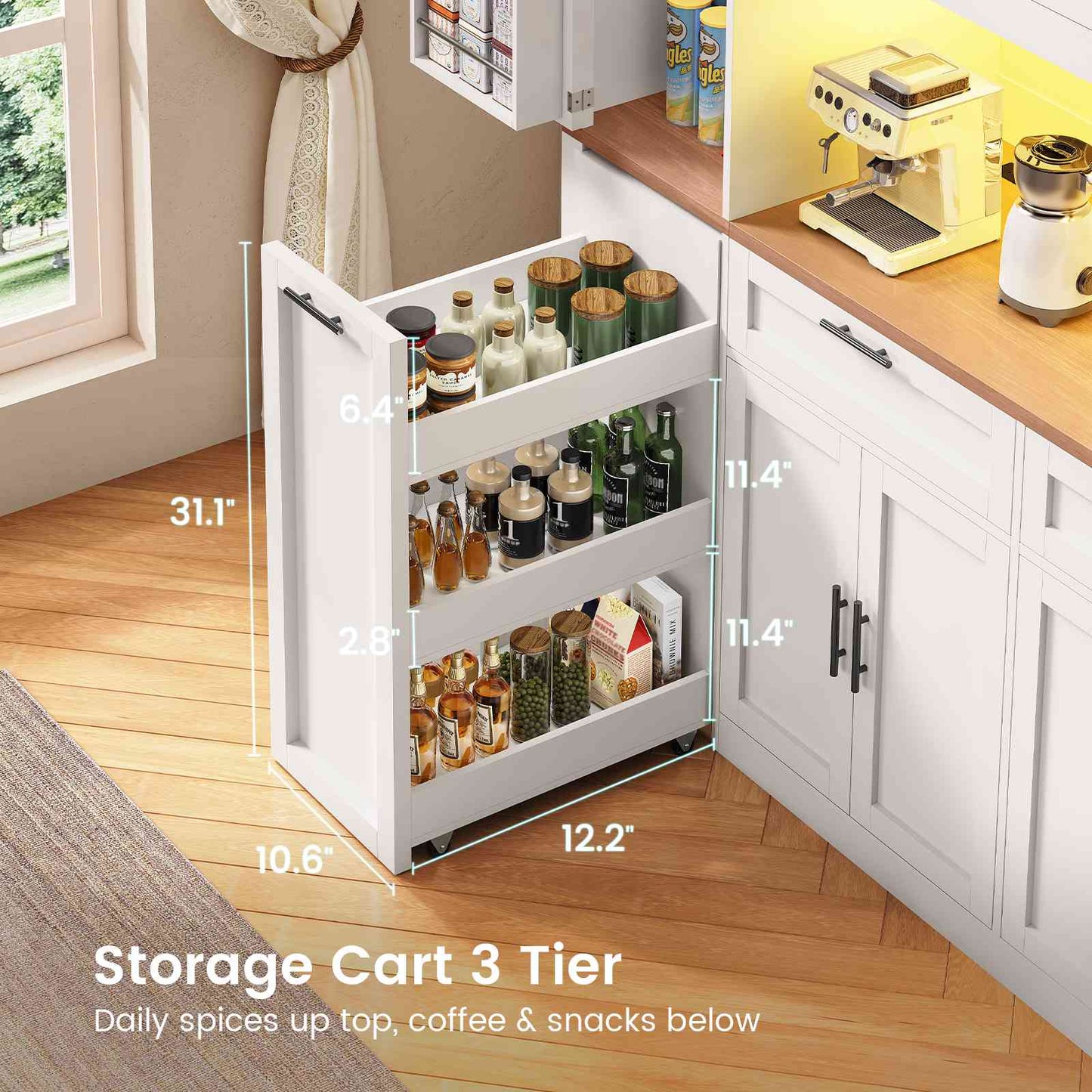 Itaar | 71 Inch Kitchen Pantry Cabinet with Charging Station and Led Light Kitchen Storage Cabinets with Microwave Stand